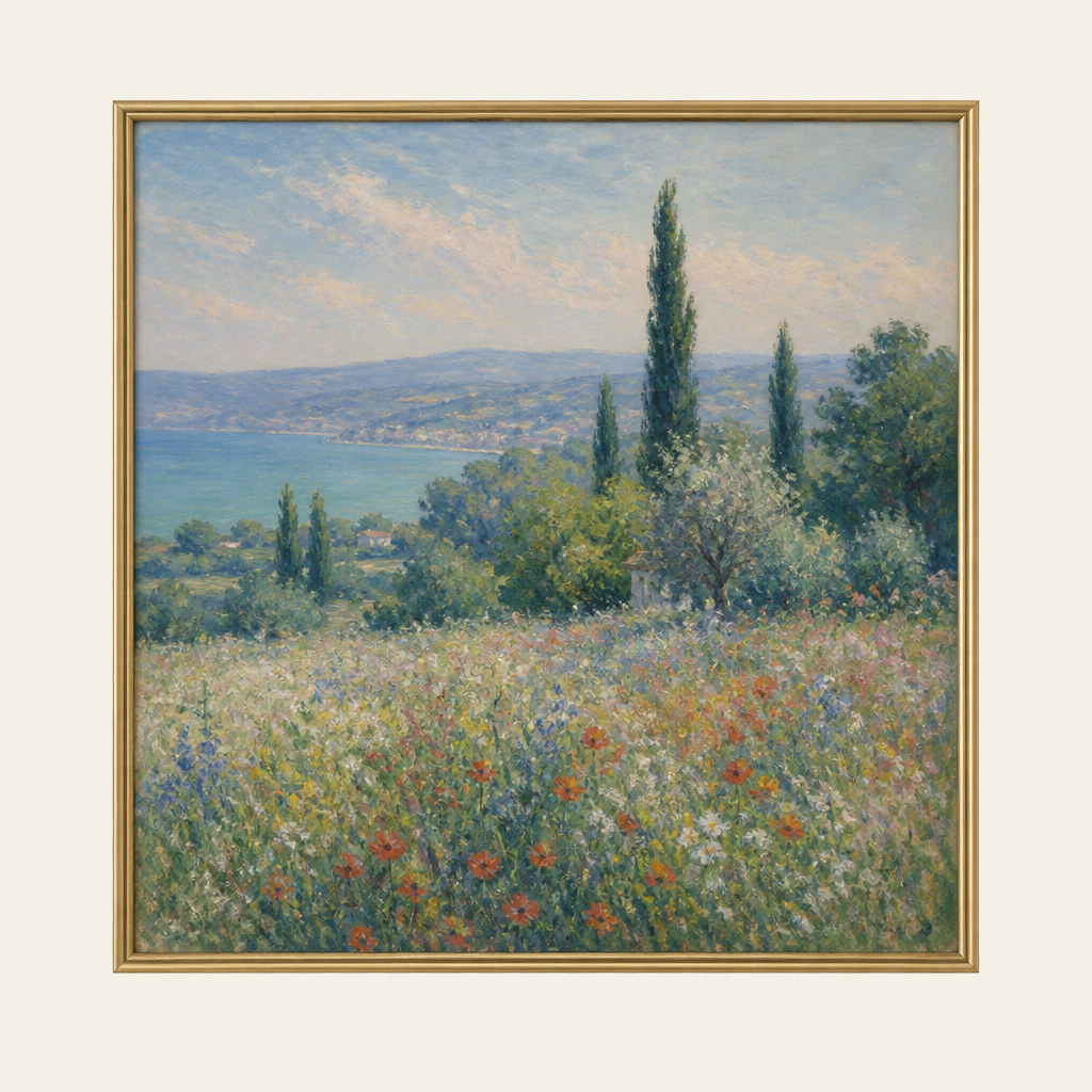 Framed painting still on the wall