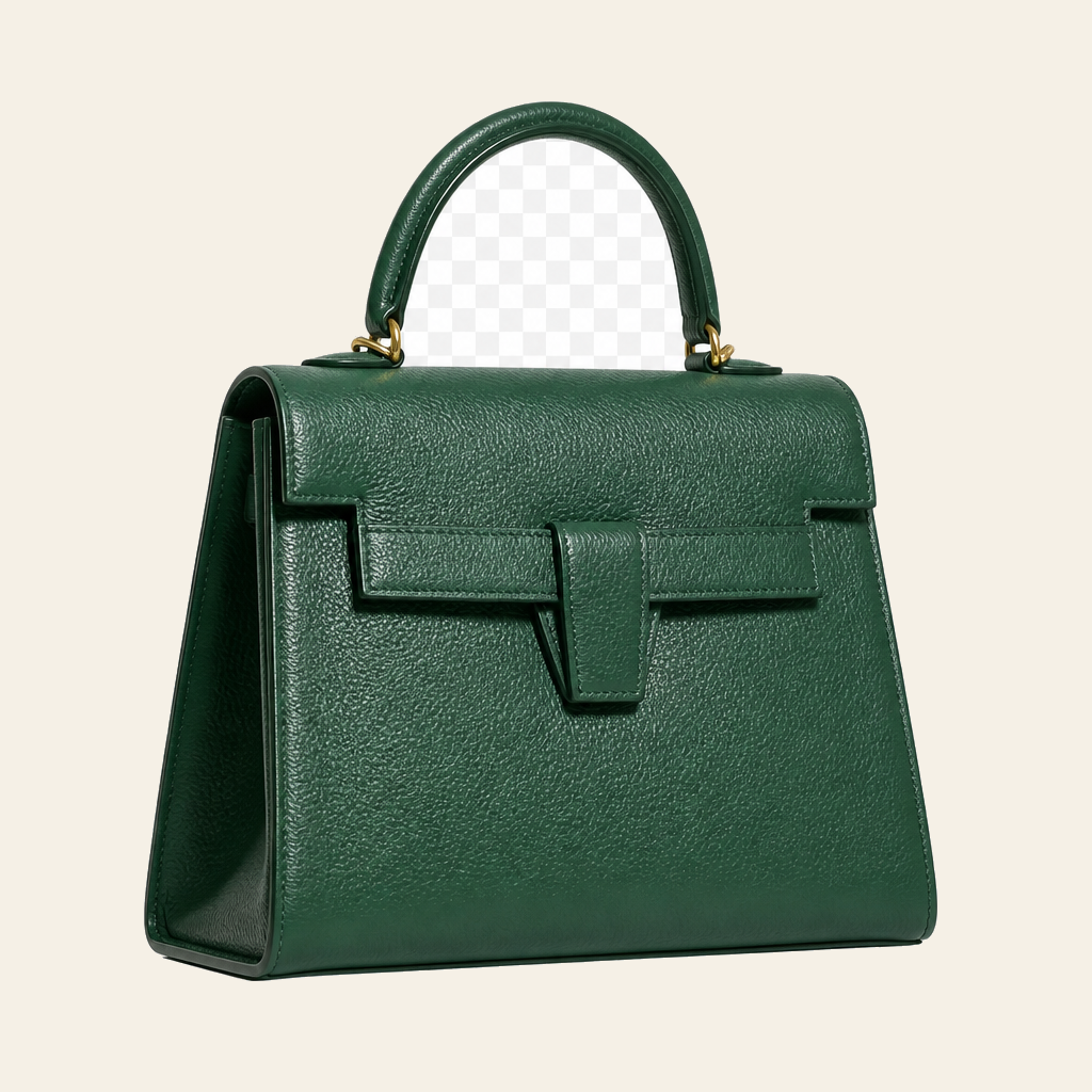 Structured green handbag